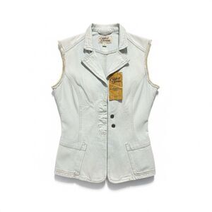 Comfort Denim Sleeveless Denim Vest Sz Large Light Wash Blue 100% Cotton